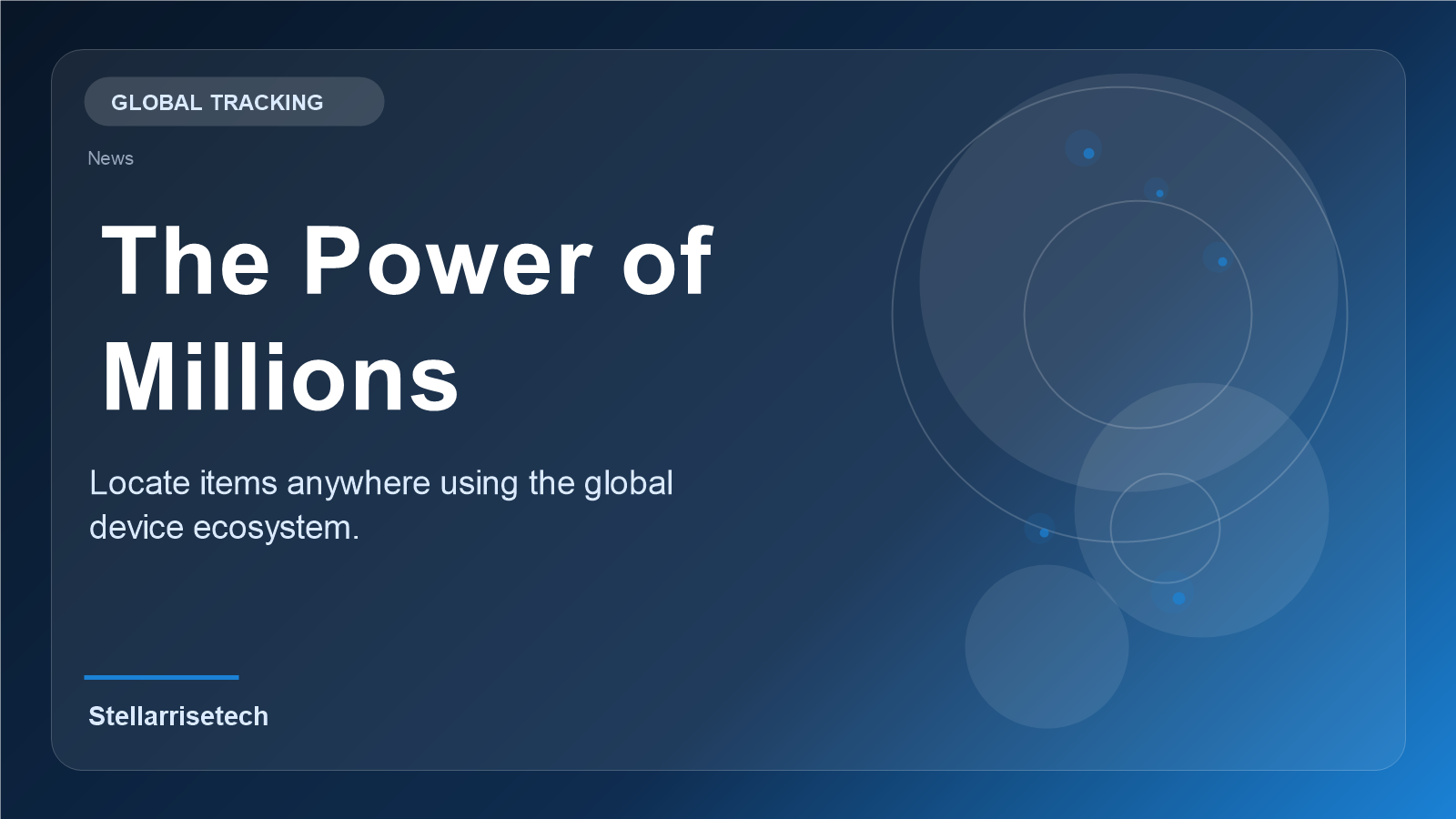 A smart tracking tag showing a secure connection to the global Apple Find My network ecosystem