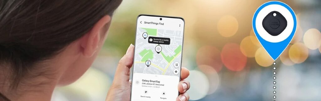 Smart tracker application scene for Apple Find My and Google Find Hub related products.