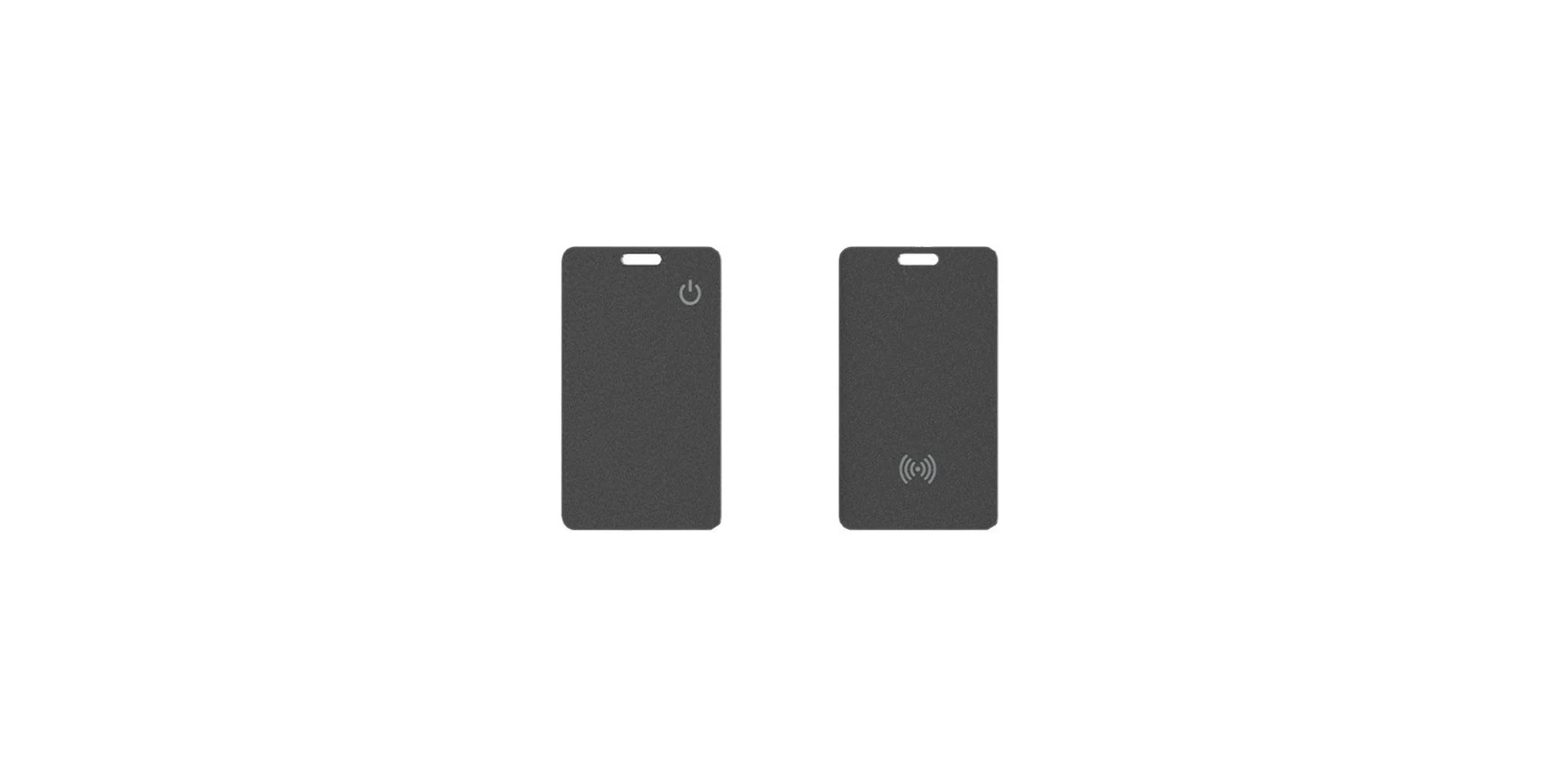 Front and back views of a thin unbranded tracker card