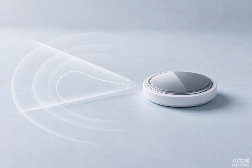Round white tag with silver ring and directional hint / 带银环的白色圆形标签与方向提示
